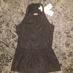 New small black and gold michael kors choker‎ blouse